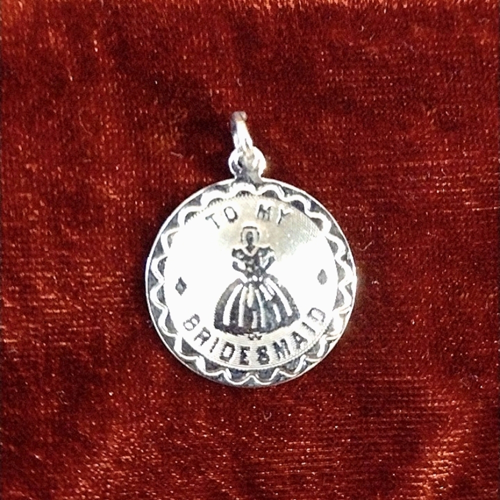 Vintage 1960s "To My Bridesmaid" 925 Sterling Charm, Wedding Gift, Silver Charm